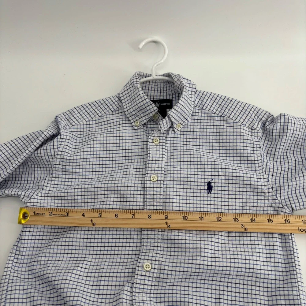 Ralph Lauren Button Down Kids Size 10 Blue White Tattersall Check‎ Shirt